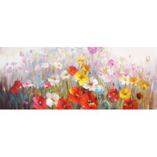Bloemenveld - Canvas schilderij - Olieverf Bloemenveld - Canvas schilderij - Olieverf