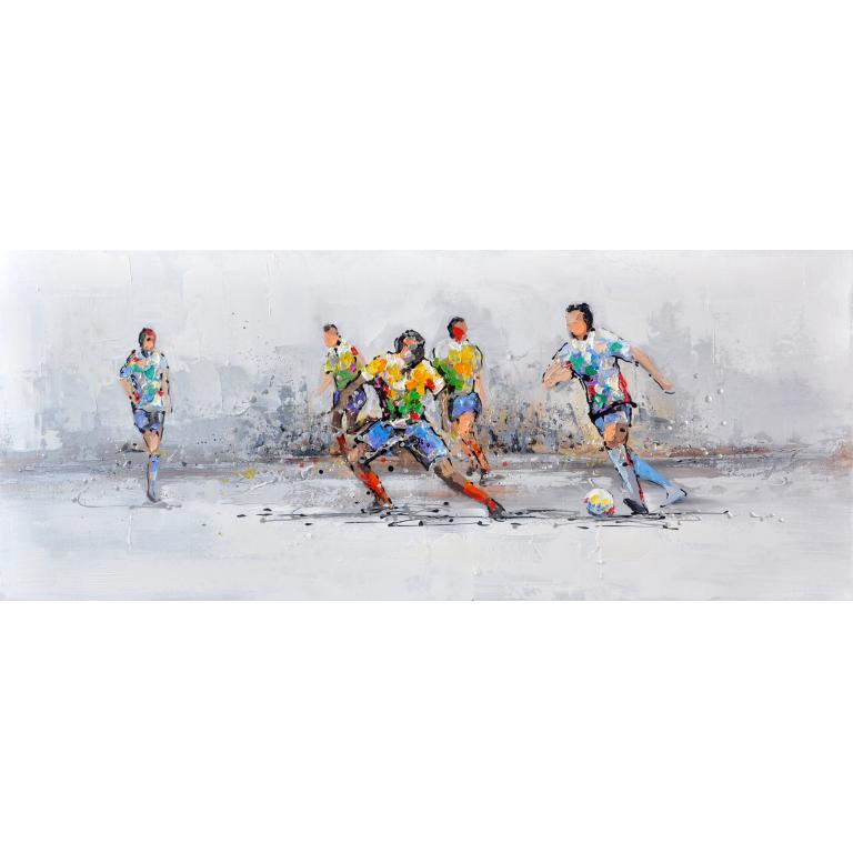 Voetbal wedstrijd - Canvas schilderij - Olieverf