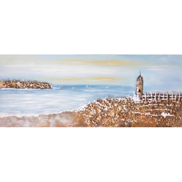 Vuurtoren aan Zee - Canvas schilderij - Olieverf