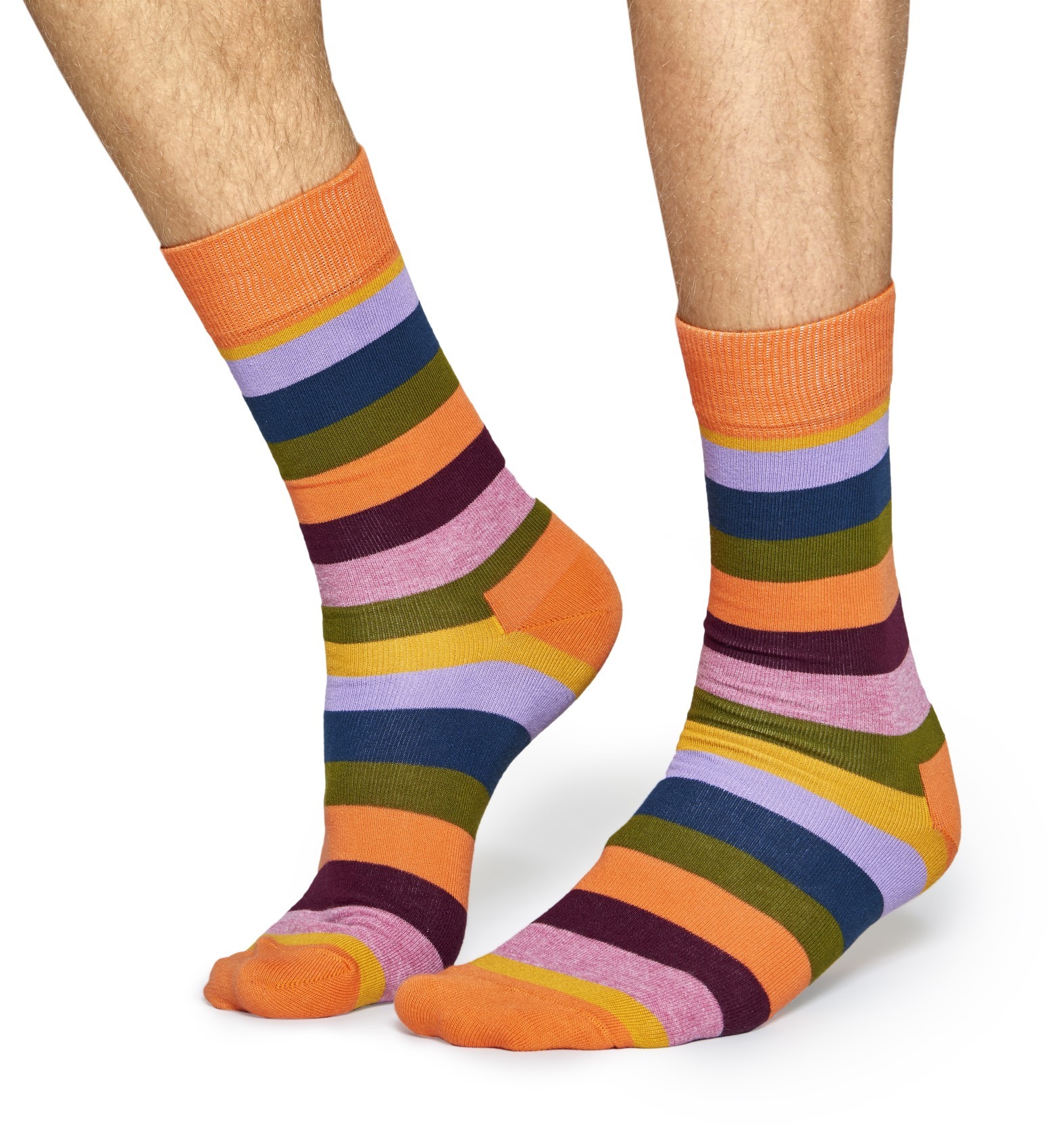 Happy Socks Stripe Sokken - Oranje/Rood/Groen