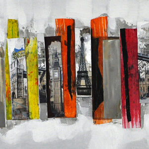 Gekleurde Steden  Olieverfschilderij Op Linnen 60×150 cm