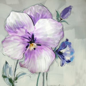 Pansy Bloem Paars Olieverfschilderij Op Linnen 100x100 cm