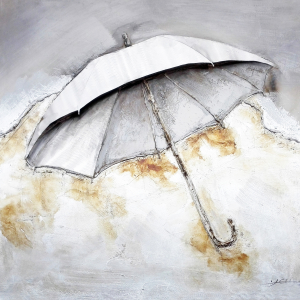 Witte Paraplu Olieverfschilderij Op Linnen 100x100 cm