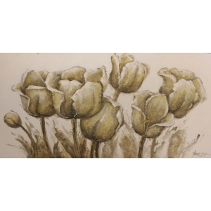Tulpen Olieverfschilderij Op Linnen 60×150 cm