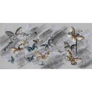 Butterflys Olieverfschilderij Op Linnen 60×150 cm