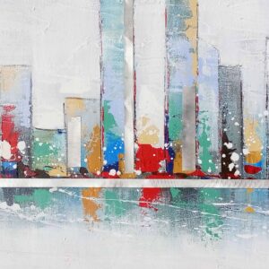 Gekleurde Stad Olieverfschilderij Op Linnen 60x150 cm