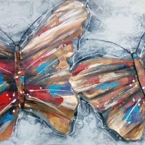 Gekleurde Vlinders Olieverfschilderij Op Linnen 60x150 cm