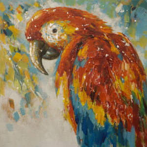 Papagaai Olieverfschilderij Op Linnen 100x100 cm