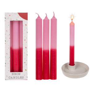 Neon Kaarsen (Set Van 3), Roze/Donkerroze