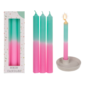 Neon Kaarsen (Set Van 3), Roze/Mint