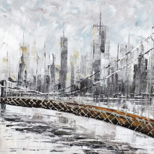 Stadsgezicht, Brug Olieverfschilderij Op Linnen 60x150 cm