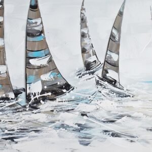 Yacht Racing Olieverfschilderij Op Linnen 60x150 cm