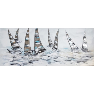 Yacht Racing Olieverfschilderij Op Linnen 60x150 cm