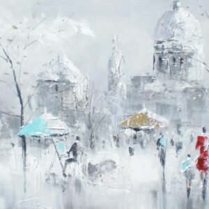 Grey City  Olieverfschilderij Op Linnen 60×150 cm