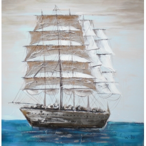 Zeilschip Olieverfschilderij Op Linnen 100x100 cm