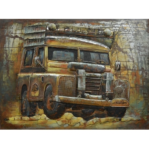 Adventurous Travel Jeep 3D Metaal Schilderij 60x80 cm
