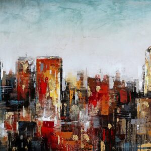 City Olieverfschilderij Op Linnen 60x150 cm