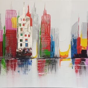 Skyline Olieverfschilderij Op Linnen 60x150 cm