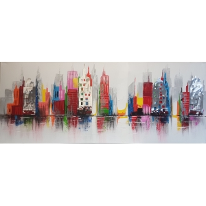 Skyline Olieverfschilderij Op Linnen 60x150 cm