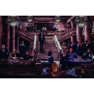 Glasschilderij Gangsters In Casino - 80 x 120