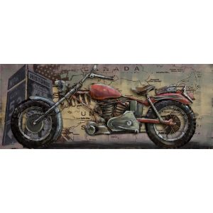 3D Metaal Schilderij - Chopper motorfiets