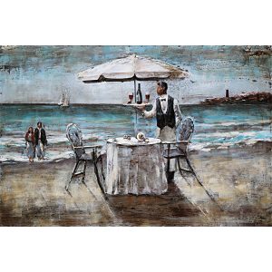 3D Metaal Schilderij - Dinner Op Het Strand