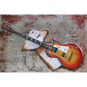 3D Metaal Schilderij - Gibson Les Paul Gitaar