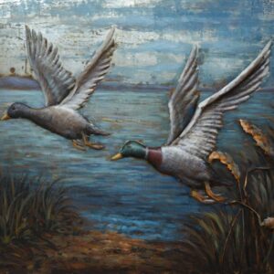 3D Metaal Schilderij - Koppel Wilde Eenden