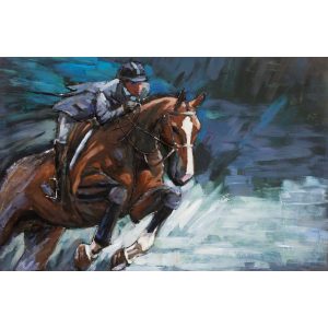 3D Metaal Schilderij - Paard & Ruiter