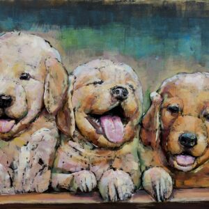 3D Metaal Schilderij - Puppies