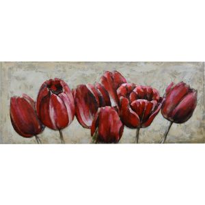 3D Metaal Schilderij - Rode Tulpen