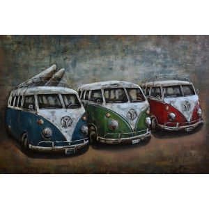 3D Metaal Schilderij - Camper Van T1