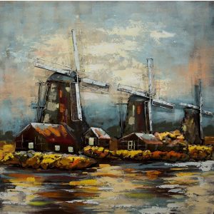 3D Metaal Schilderij - Windmolens