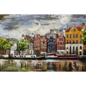 Amsterdam 3D Metaal Schilderij 80x120 cm