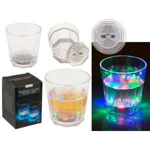 Acryl-Whiskyglas Met Kleurrijke LED Set Van 2