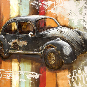 Volkswagen Kever 3D Metaal Schilderij 80x120 cm