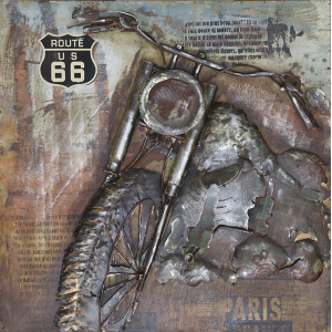 3D Schilderij Metaal Route 66 100x100cm