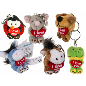 Pluche Dieren Met Rood I Love You Hartje Sleutelhanger