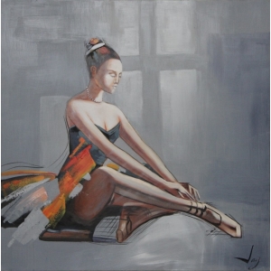 Ballerina Olieverfschilderij Op Linnen 100x100 cm