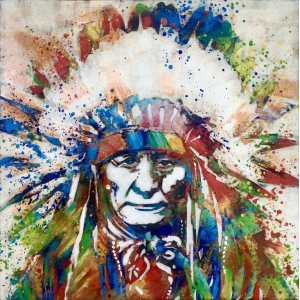 Indiaan 3D Schilderij Metaal 100x100 cm
