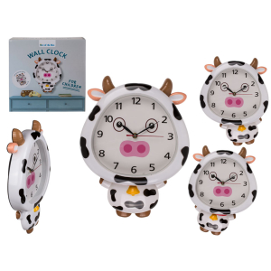 Wandklok Voor Kinderen Met Beweegbare Ogen & Lichaam - Koe