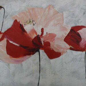 Red Flowers Olieverfschilderij Op Linnen 60×150 cm