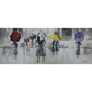 Colorful Umbrellas Olieverfschilderij Op Linnen 60×150 cm