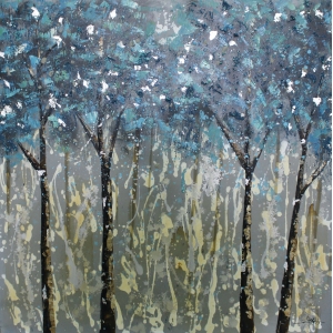 Stardust Forest Olieverfschilderij Op Linnen 100x100 cm
