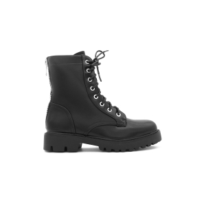 Zwarte Veterboots Met Dubbele Rits