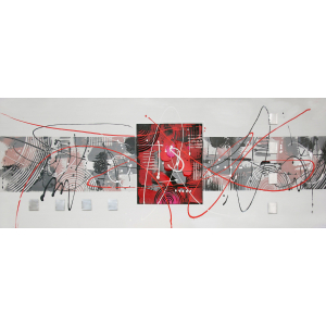 Abstract Colors Olieverfschilderij Op Linnen 60x150 cm