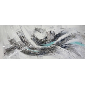 Abstract Grijs Olieverfschilderij Op Linnen 60x150 cm
