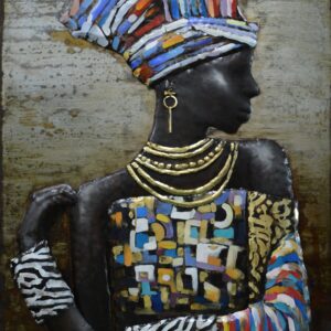 Afrikaanse Vrouw 3D Metaal Schilderij 80x120 cm