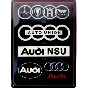 Audi Logo Evolution - Metalen Wandplaat