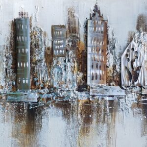 Cityscape Olieverfschilderij Op Linnen 60x150 cm
